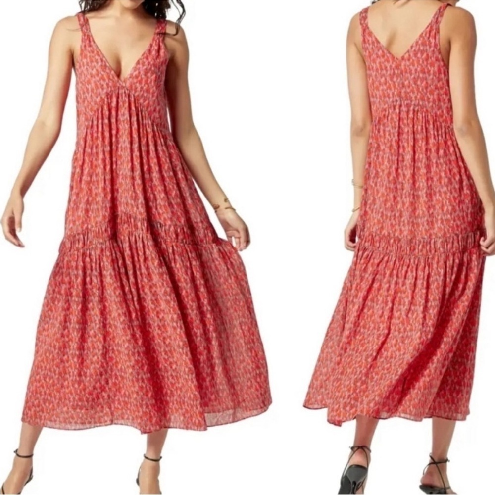 Joie Maxi tiered sleeveless boho cottagecore pink red Dress medium
